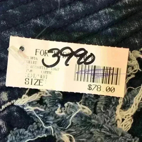 NWT Comme USA Denim Rhinestone Destroyed Skirt - Picture 6 of 10